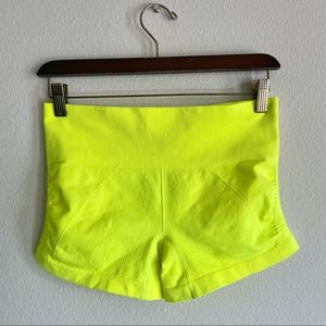 Danskin Now! Neon Green/Yellow Stretch Knit Bike Booty Dance Shorts